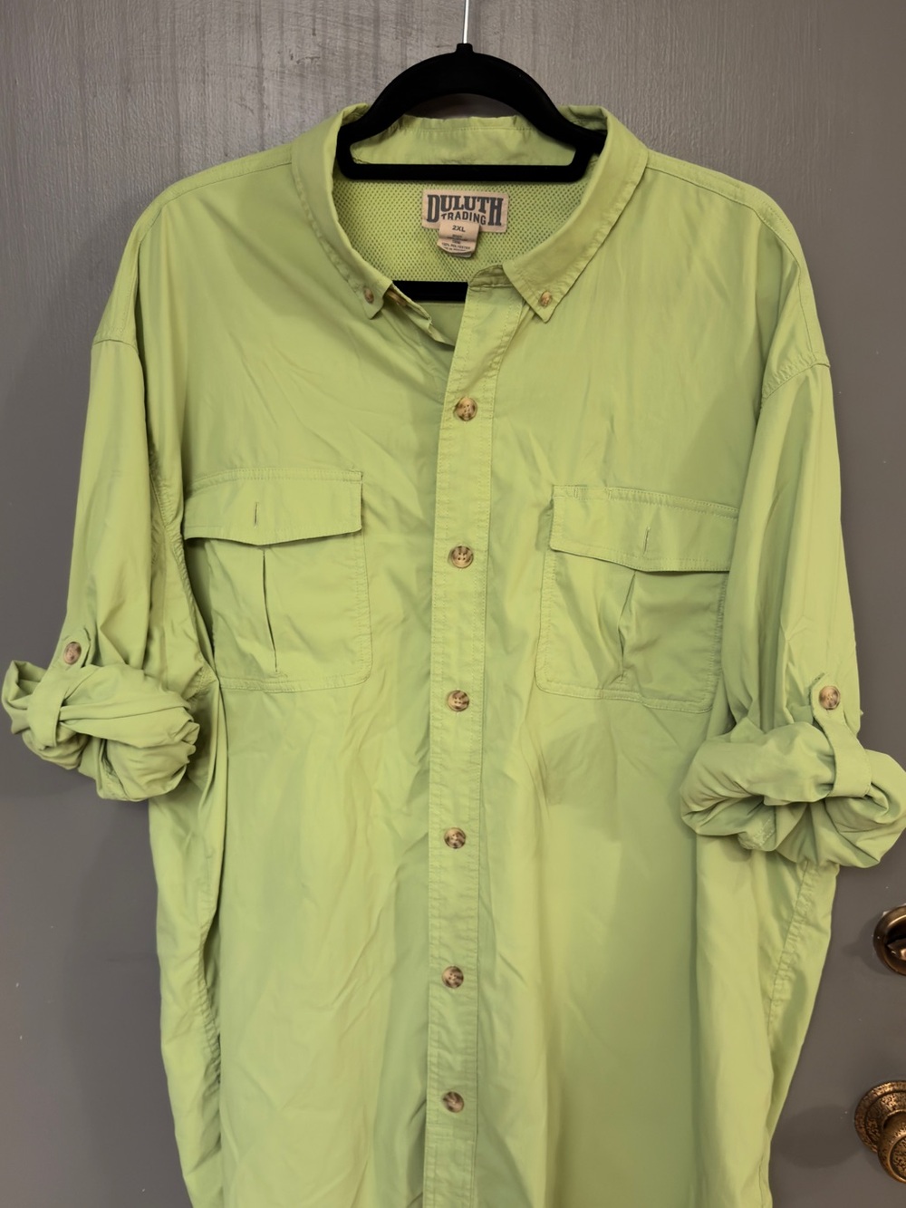 Duluth Trading Co Men’s Light Green Button-Front Shirt Jacket
